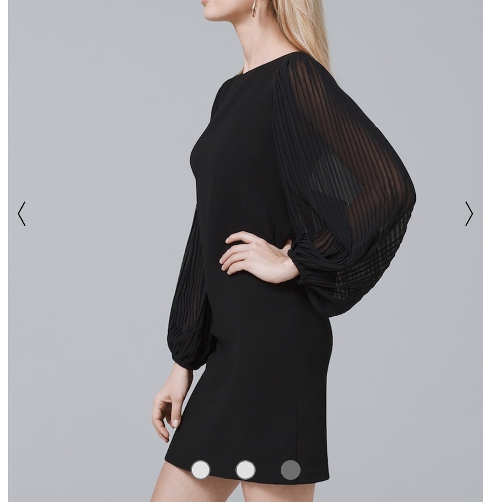 WHBM black dress with chiffon pleated sleeves